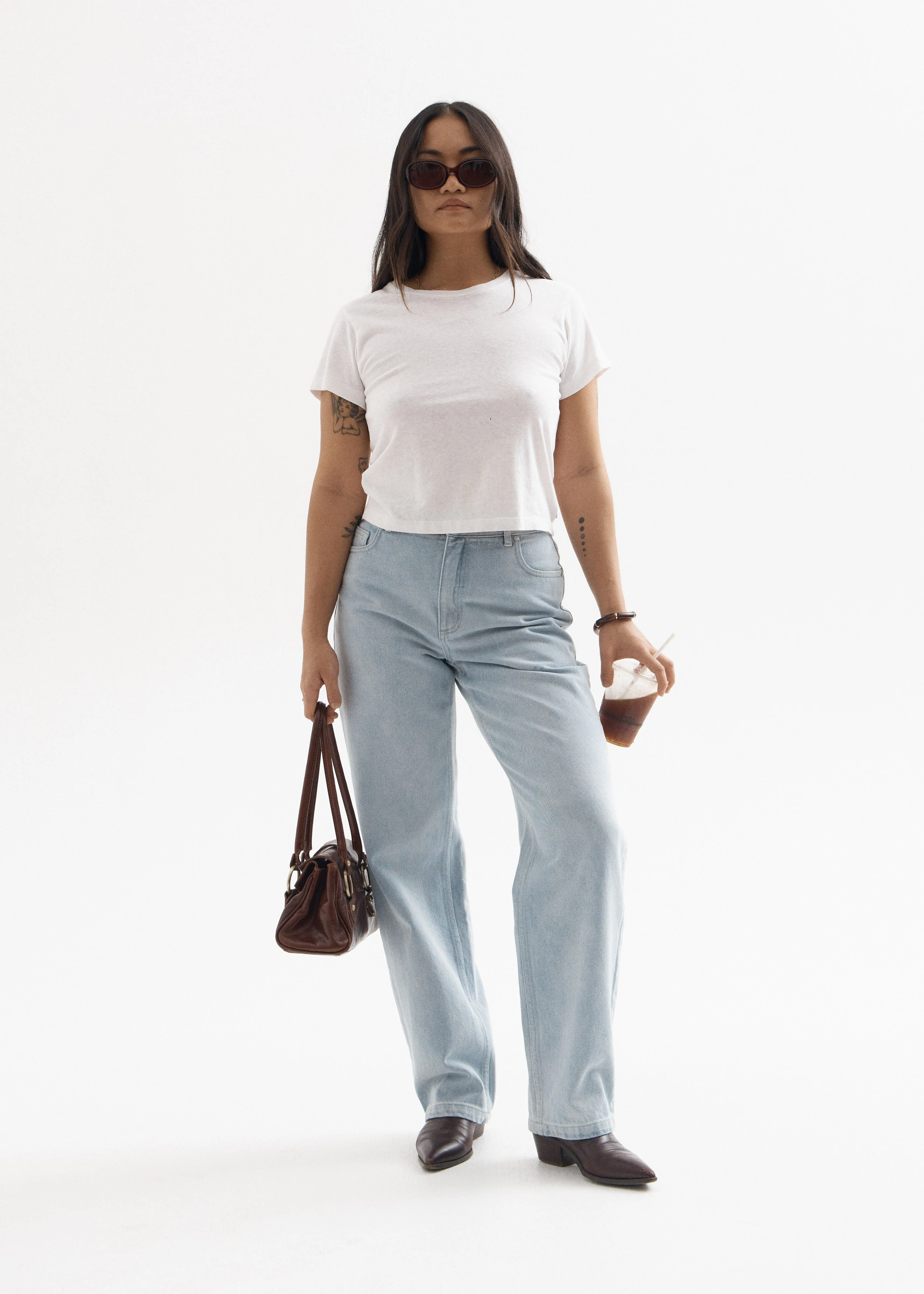AFENDS Womens Leila - Straight Leg Jeans - Stone Blue
