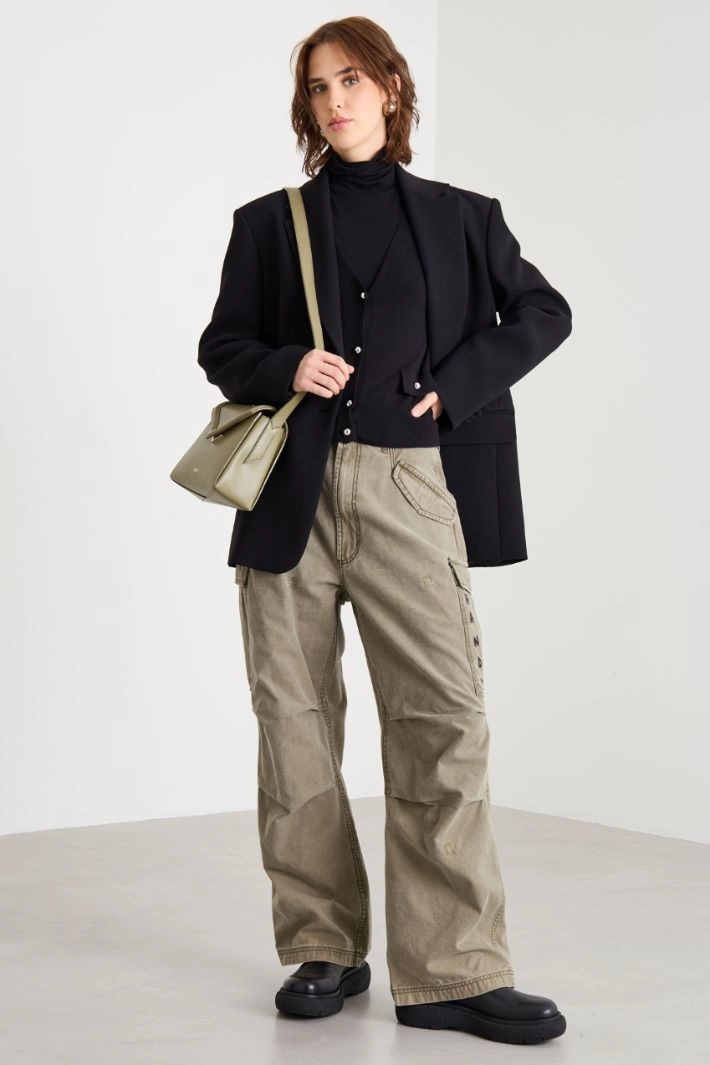 Cardigan with jewel buttons - BLACK