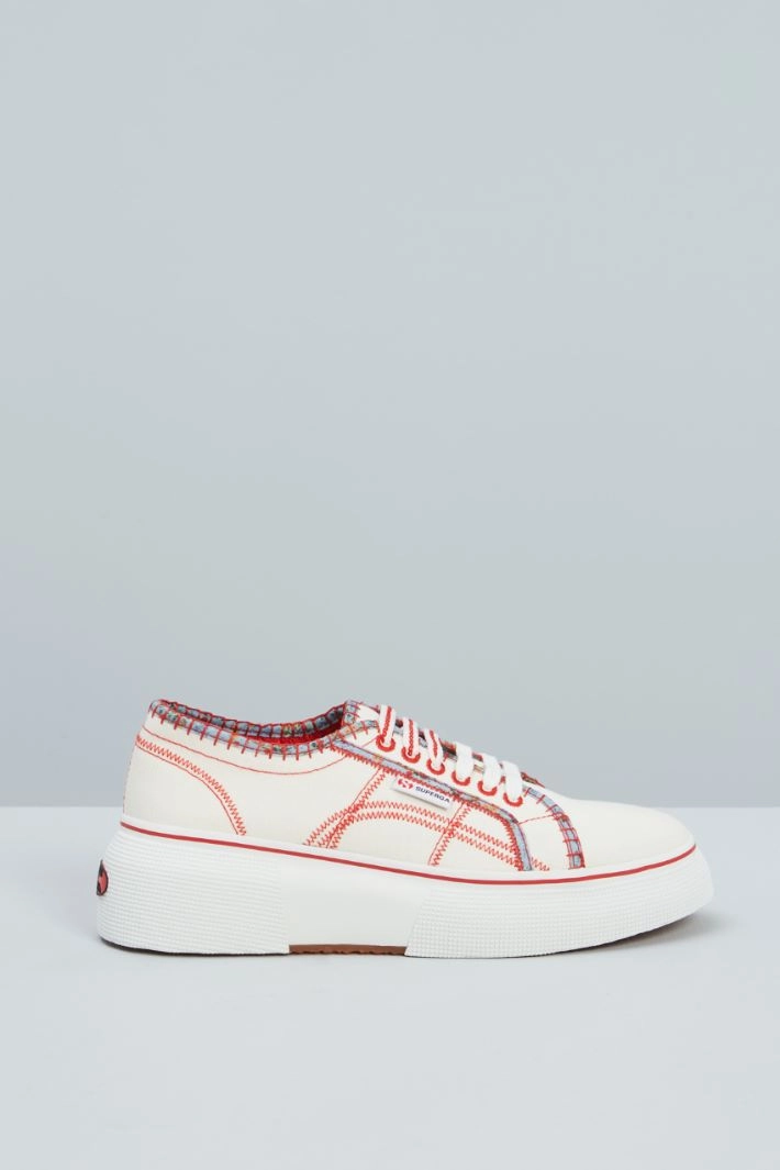 Canvas trainers - WHITE RED