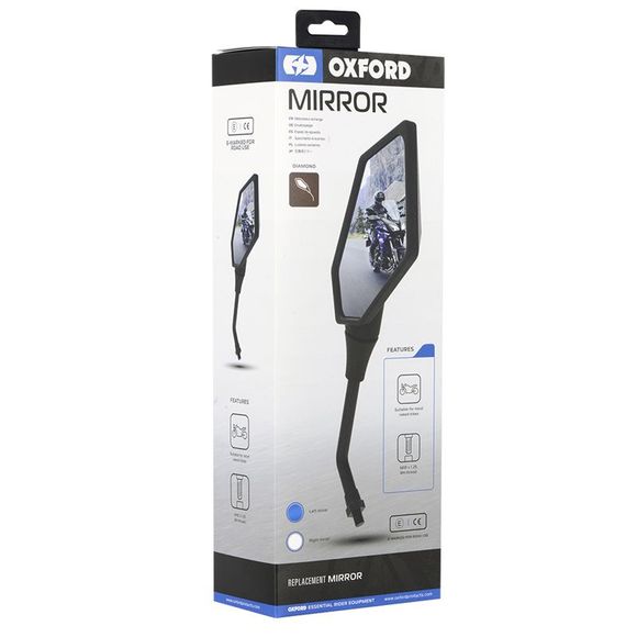Rétroviseur Oxford Diamond DROIT (l'unité) Universel - NoirRef : OD0115 / OX571