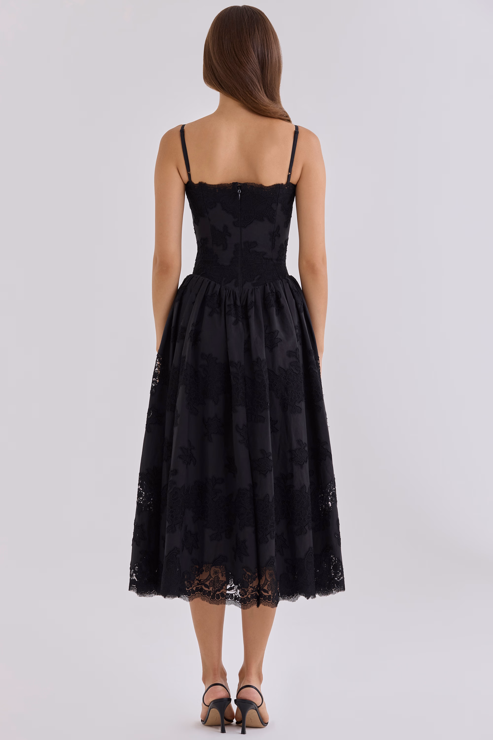 Chloe Black Custom Lace + Broderie Anglaise Cotton Midi Sundress