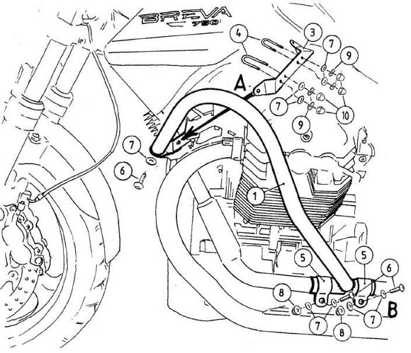Hepco & Becker Crashbar engine guard - blackMOTO GUZZI 750 BREVA 750 IE - 2003 - 2013Ref: Hbe05042A / 501505 00 01