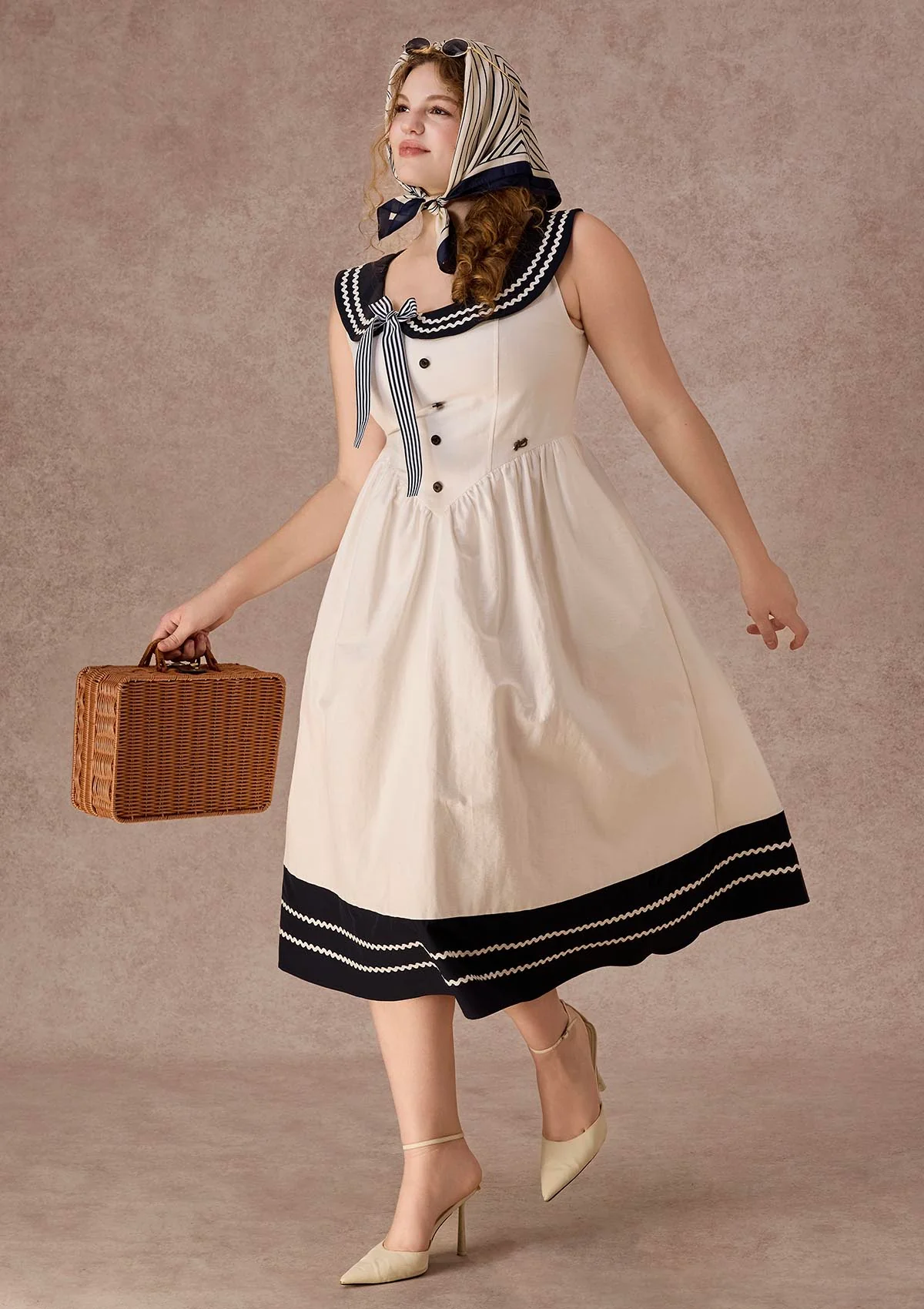 Curve&Plus Sailor Love Letter Dress（Navy）