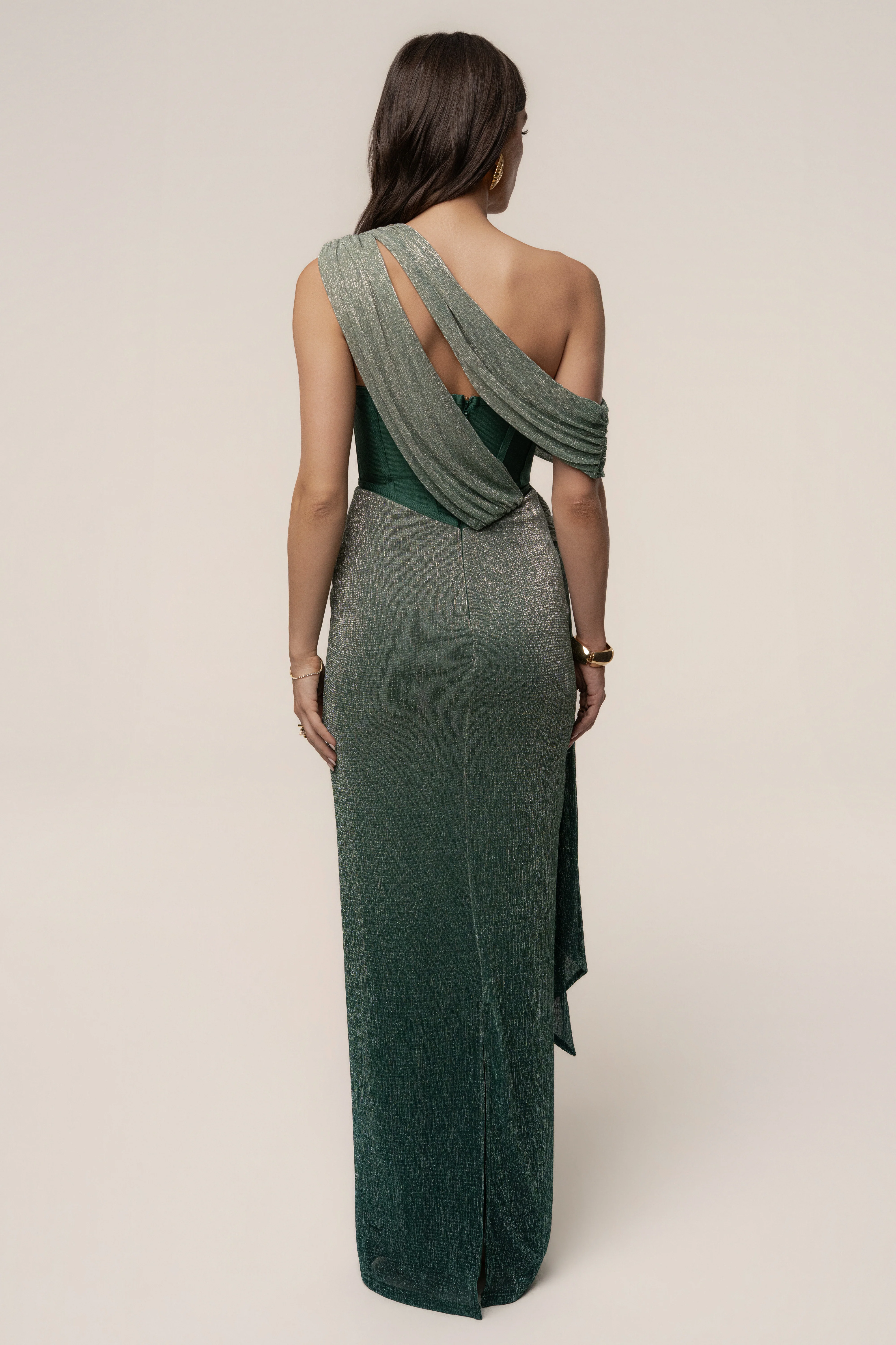 Green Celestina Draped Maxi Dress