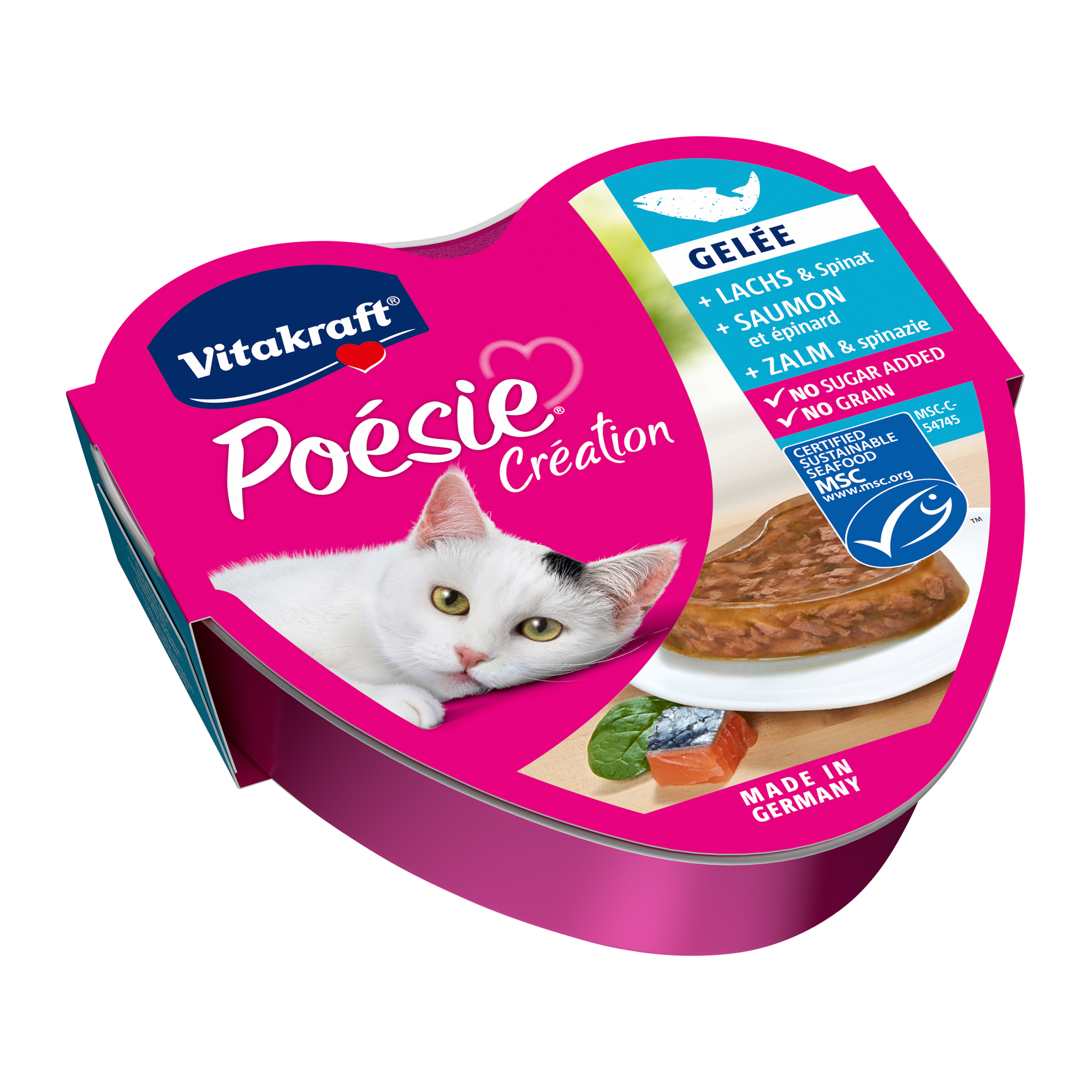 Vitakraft Poésie Salmon & Spinach in Jelly - 15 x 85 g