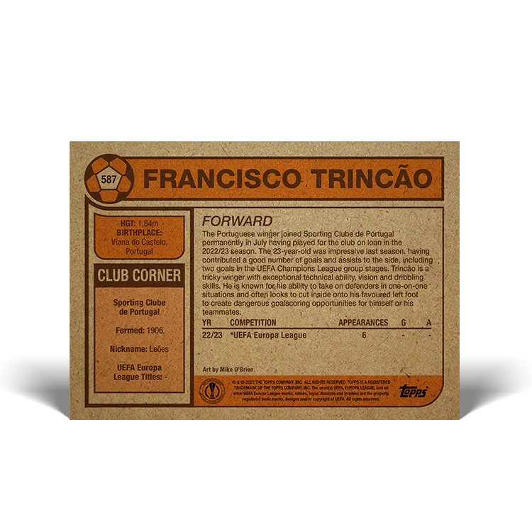 Topps UK - UCC Living Set Card #587 - Francisco Trincão