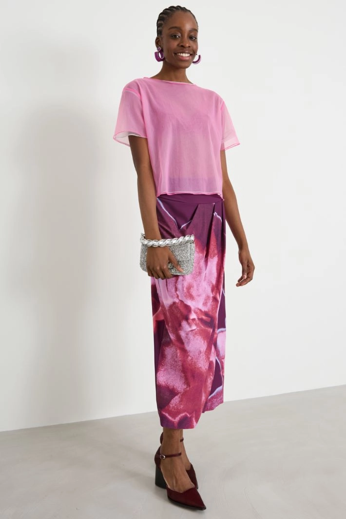 Set of two tulle jersey T-shirts - FUCHSIA