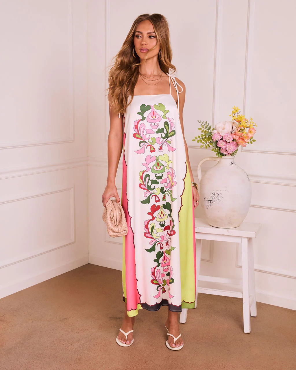 Serene Muse Abstract Print Midi Dress