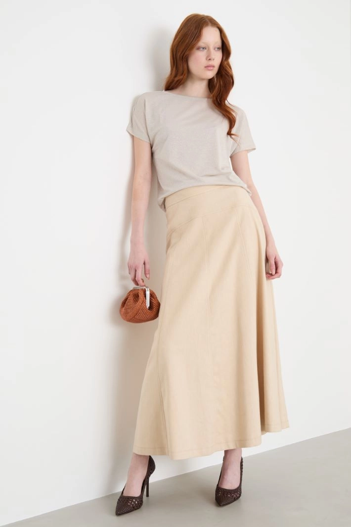 Foiled jersey top - IVORY