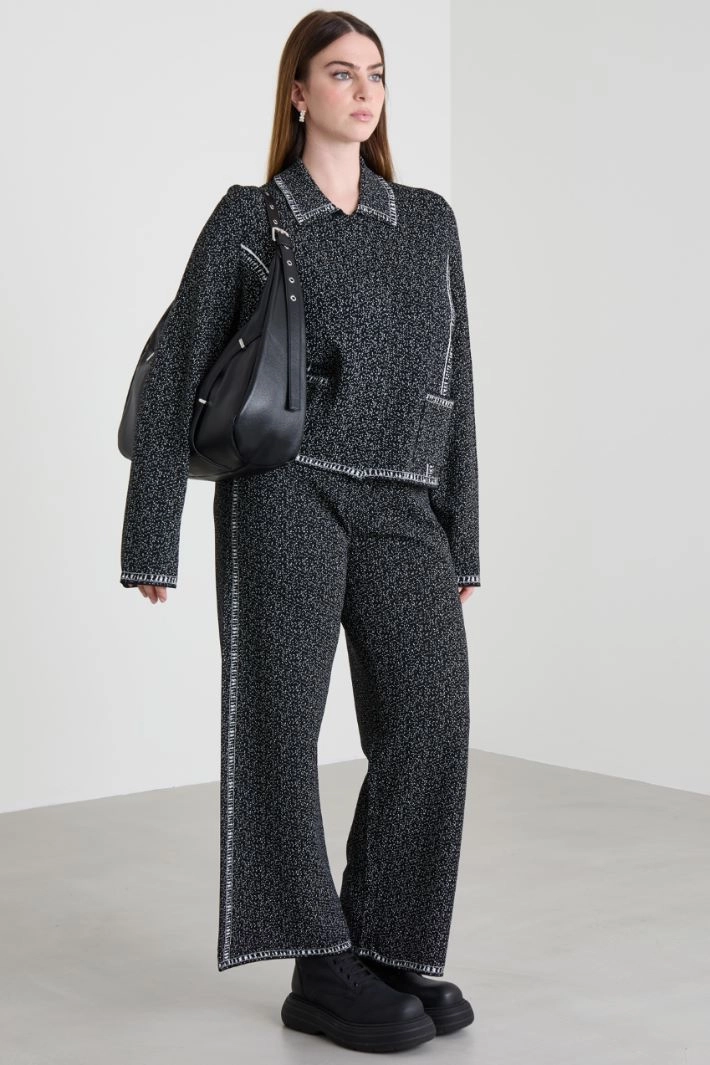 Jacquard viscose trousers - BLACK