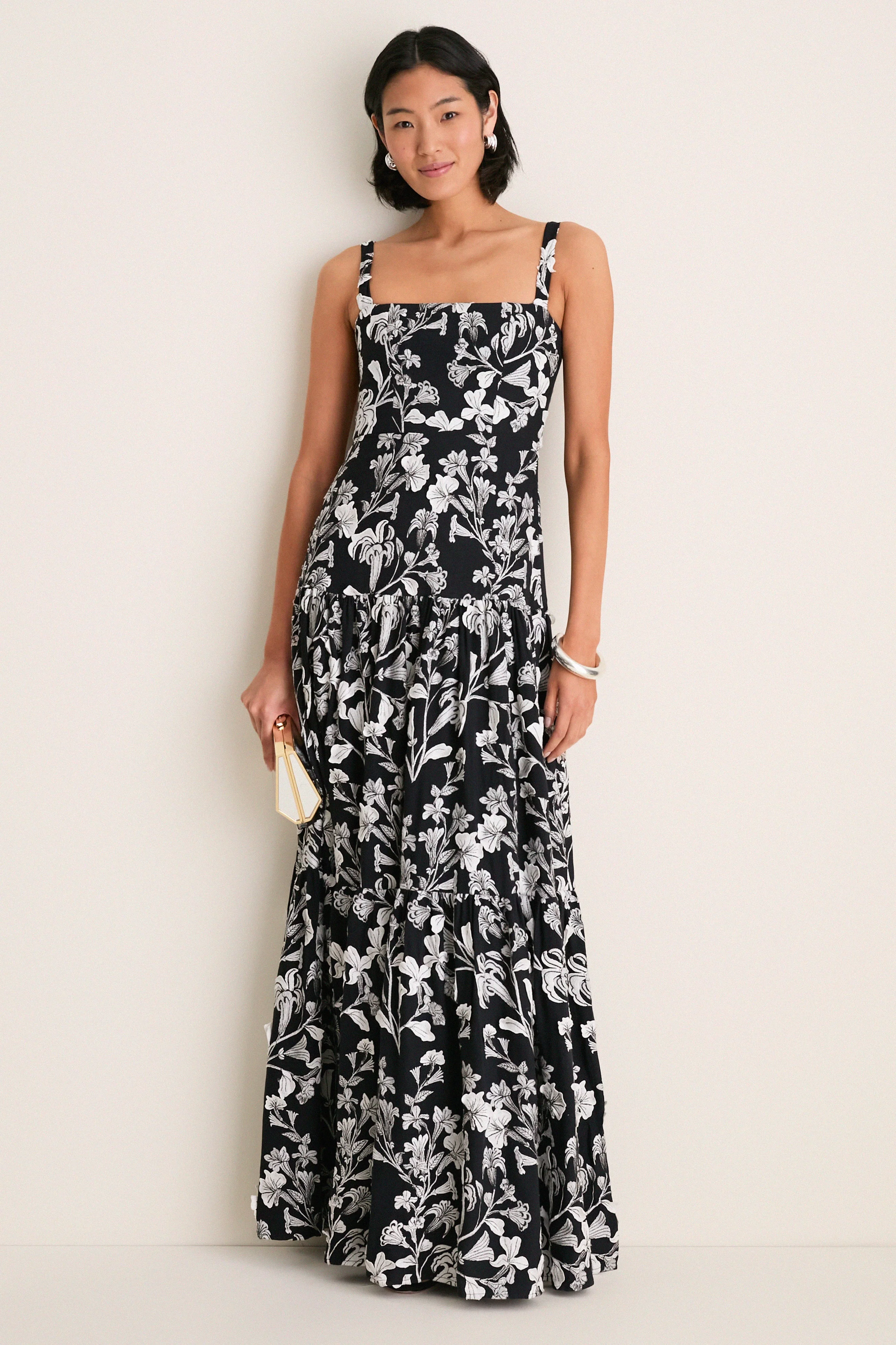 Exclusive Embroidered Guayacan Lima Maxi Dress