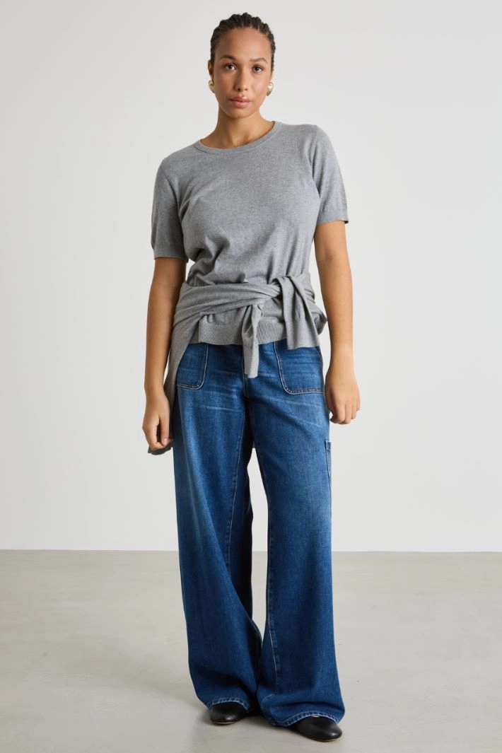 Wide-leg cargo jeans - BLUE