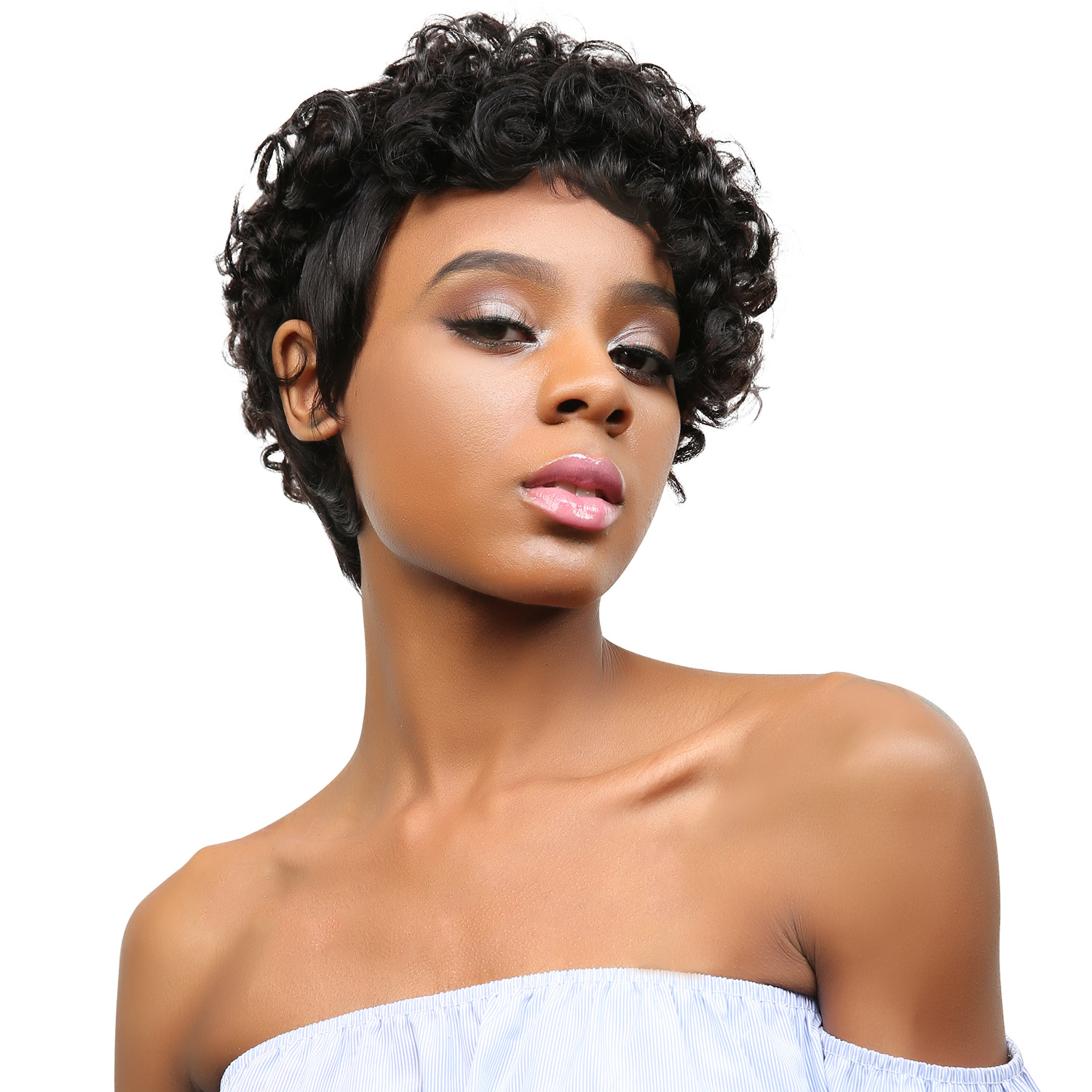 Queen Hair Unprocessed Brazilian Virgin Remy Human Hair Wig Pretty Wig Pinned Up 10S