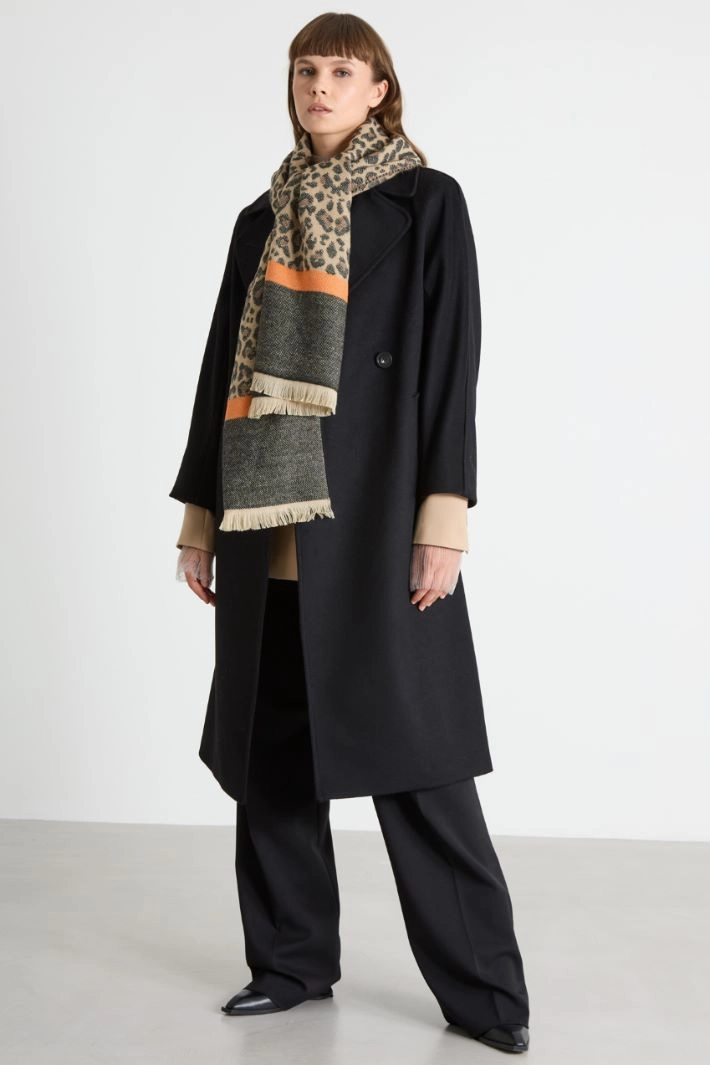 Animal-print stole - BEIGE ORANGE BLACK