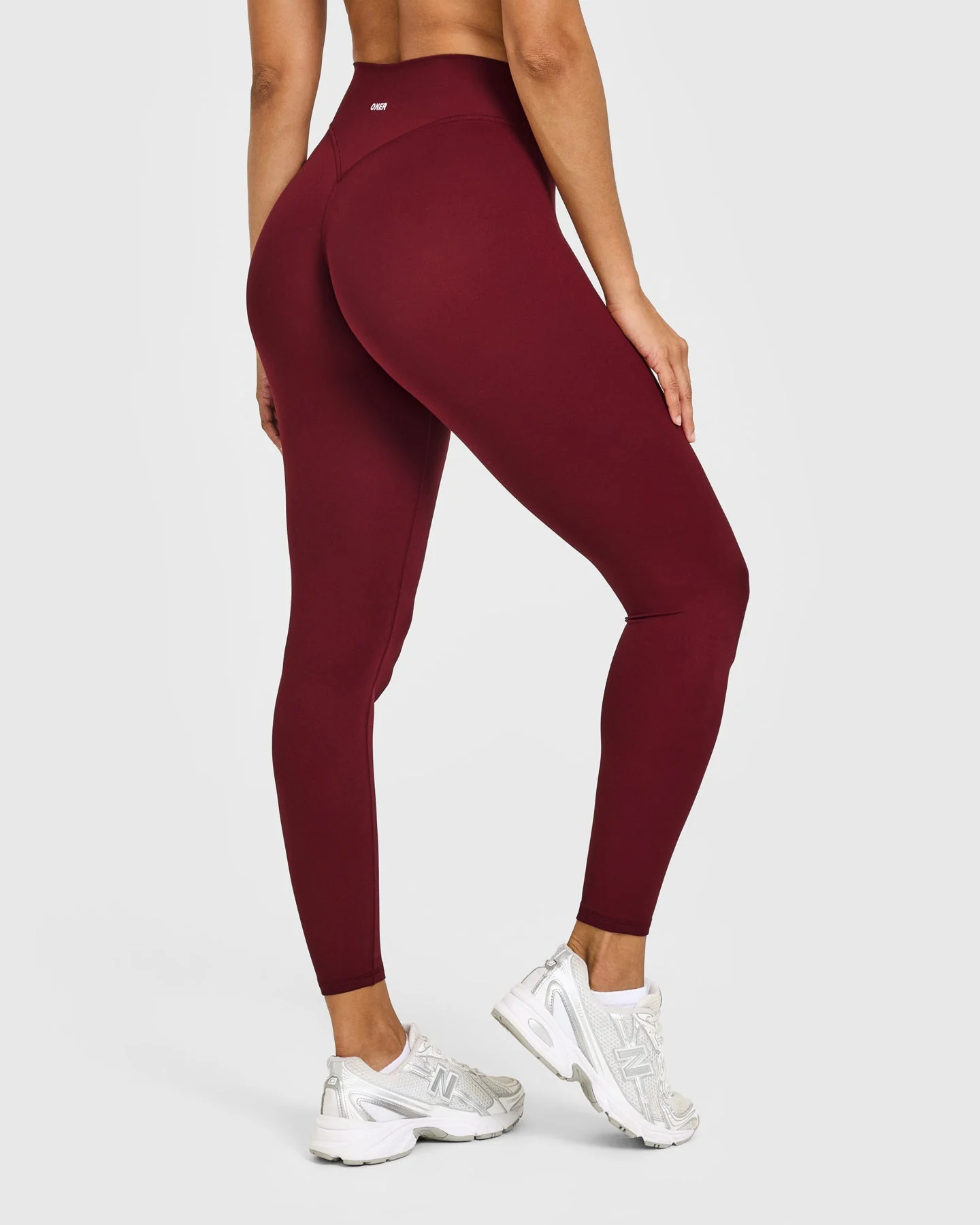 SoftMotion™ High Waisted Leggings with White Logo | Light Rosewood