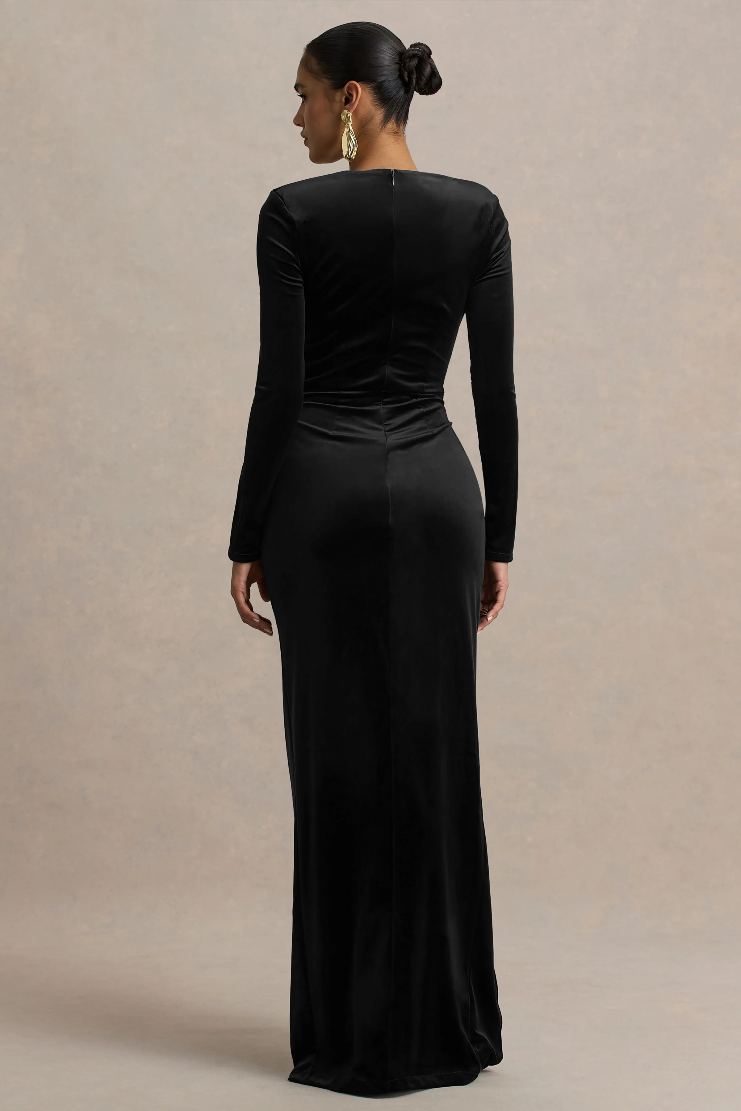 Fay | Black Velvet Corset Style Knot Maxi Dress