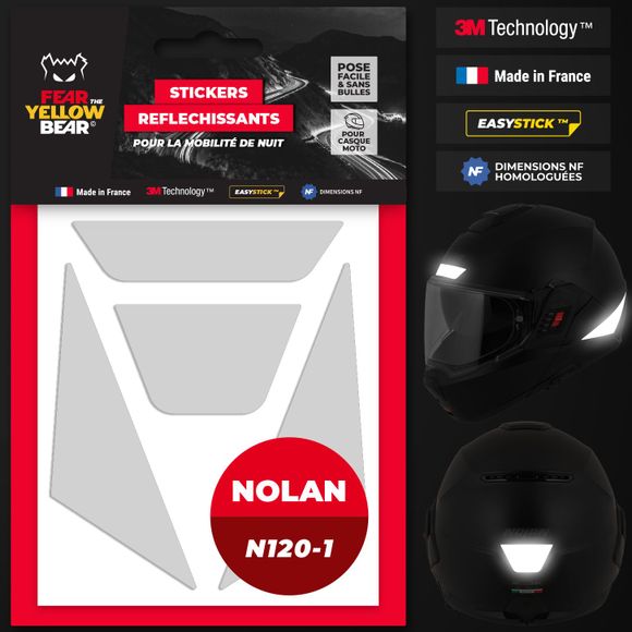 Reflective Stickers Fear The Yellow Bear Replica Nolan N 120-1 - WhiteRef: fyb0038