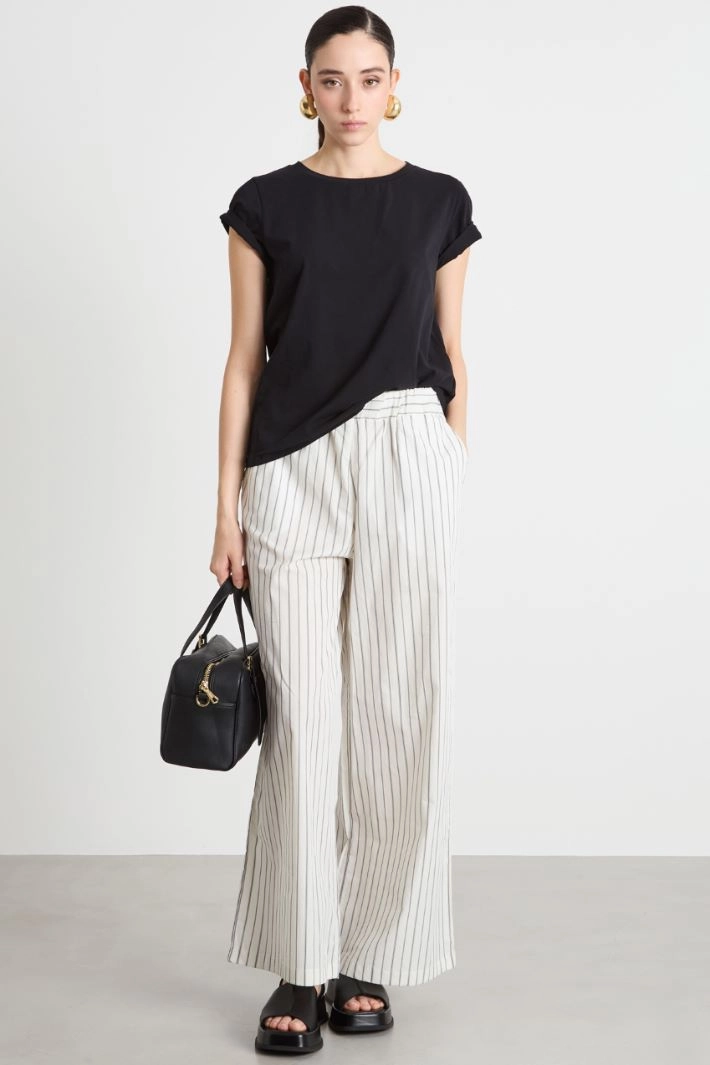 Crew-neck jersey T-shirt - BLACK