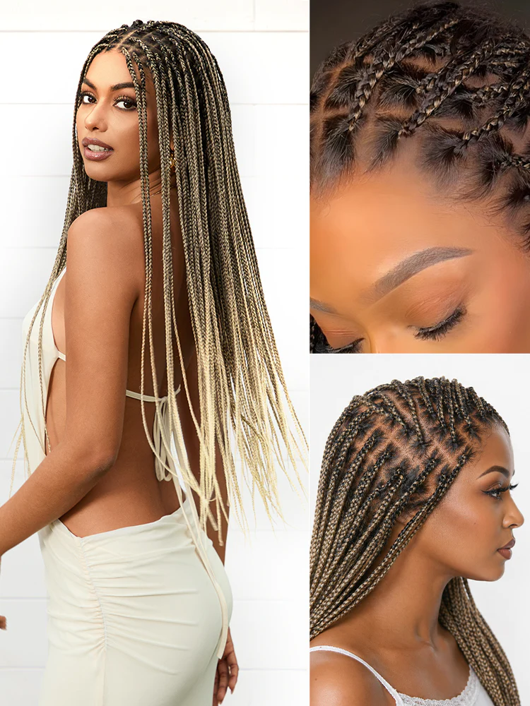 OwnScalp™ 613 Blonde Salon-Like Braids with a Real Scalp Look Full HD Lace Knotless Box Braided Wig Drawstring Cap - US Only
