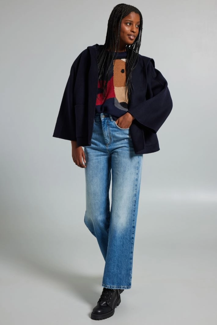 Hooded cape - NIGHT BLUE