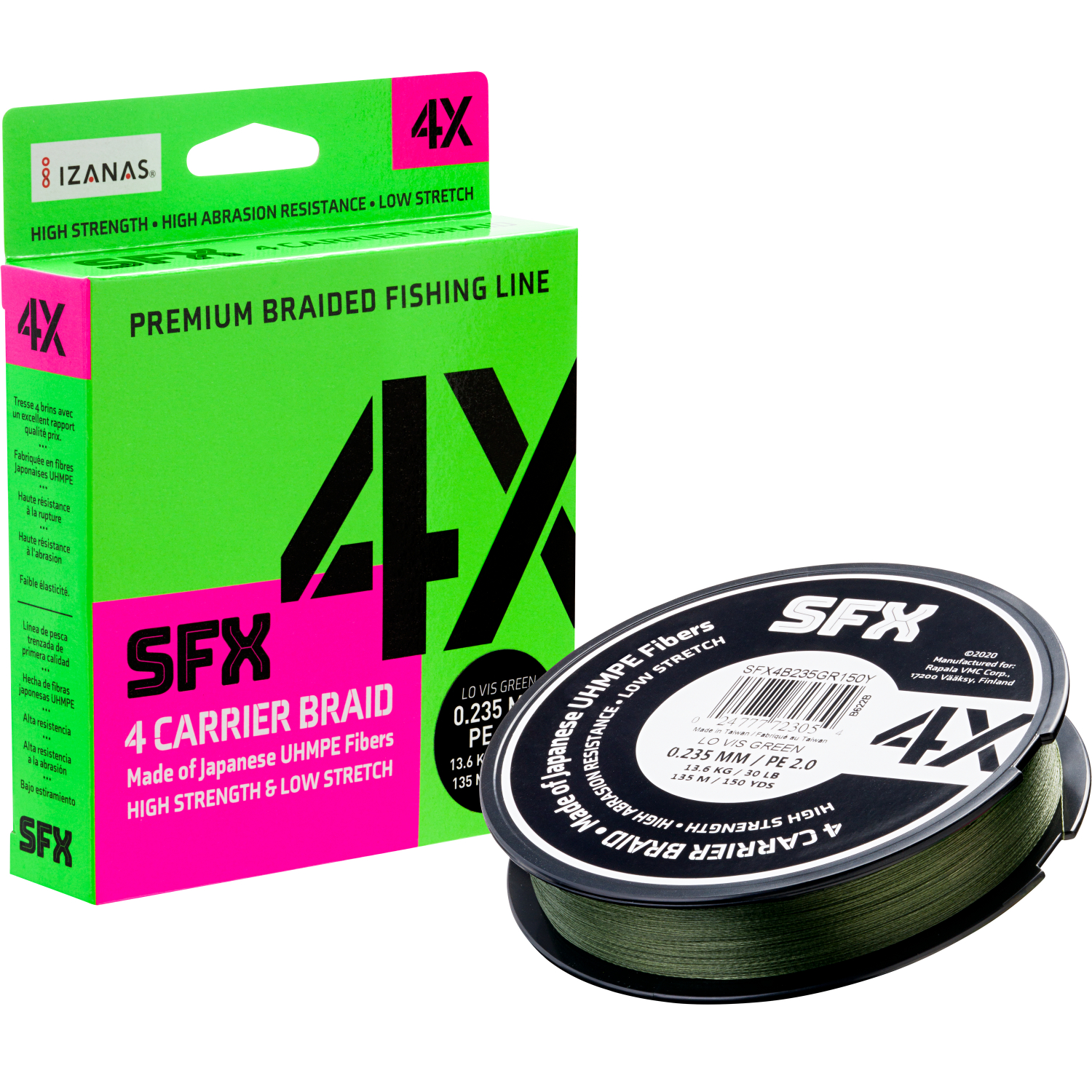 Sufix Braided Line SFX 4 Carrier Braid (Lo-Vis Green, 135 m)