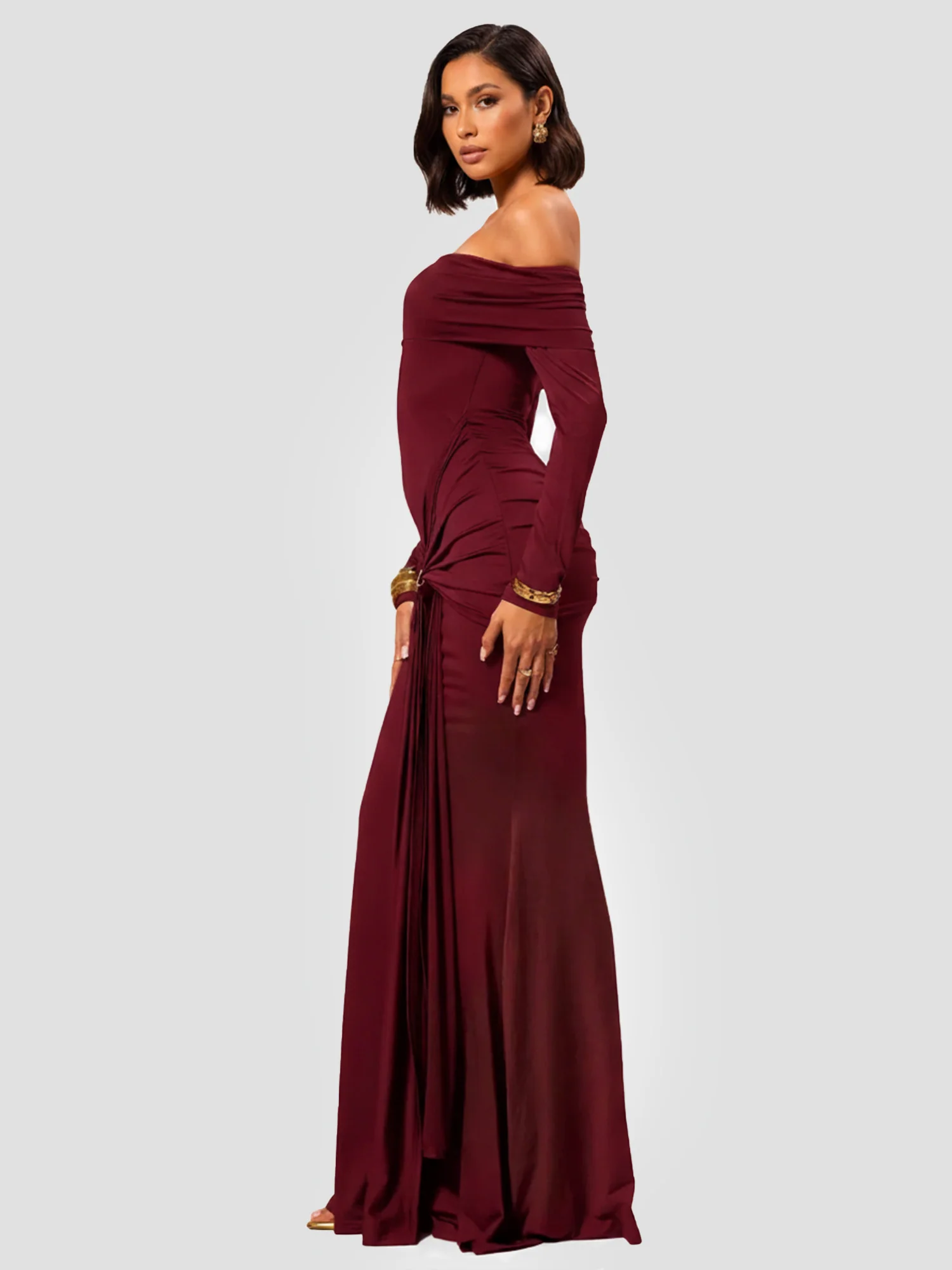 Red Sleek Maxi Dress Evening Poise