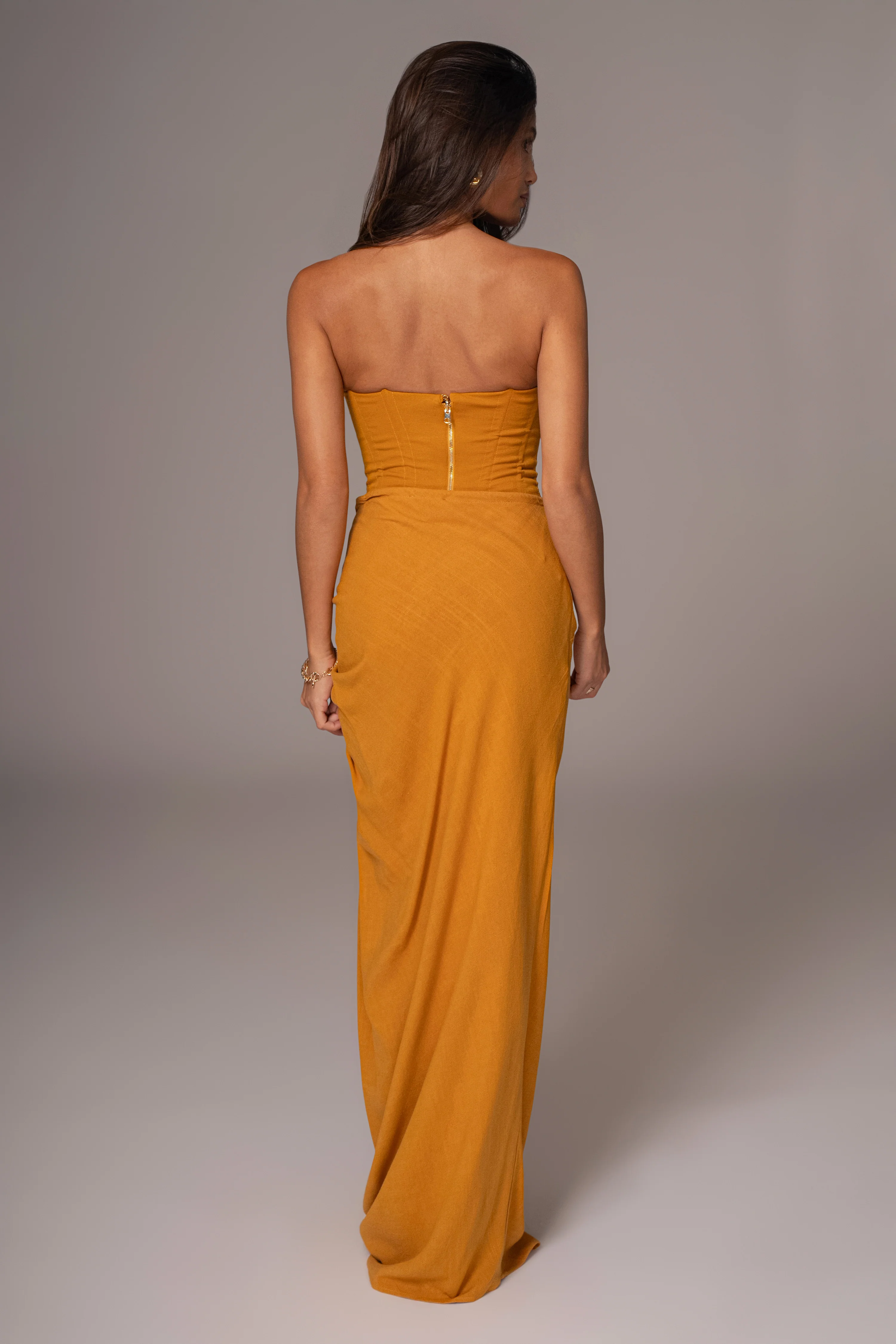 Yellow Noelia Linen Slit Skirt