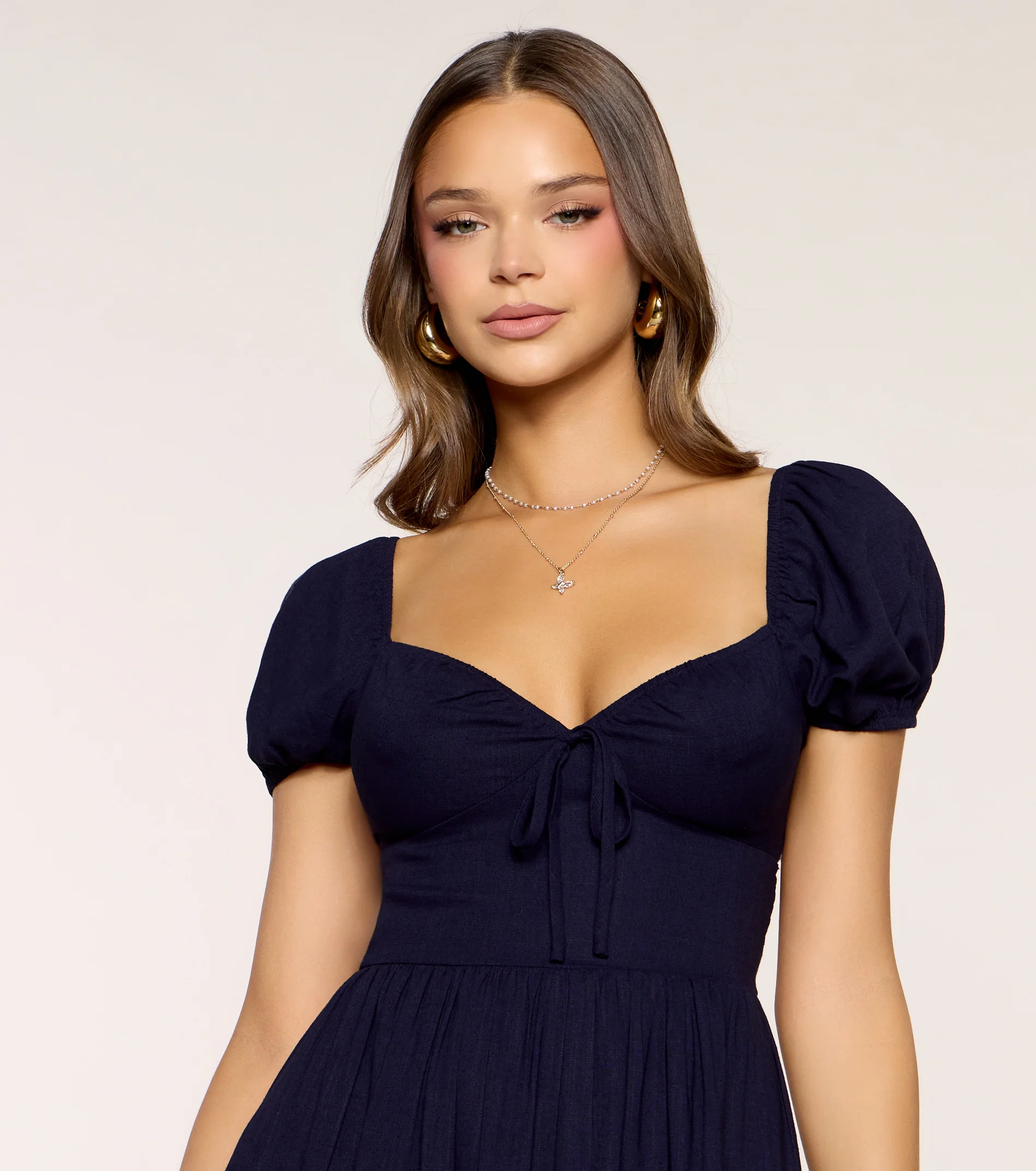 Flirting With Plans Puff Sleeve Skater Dress