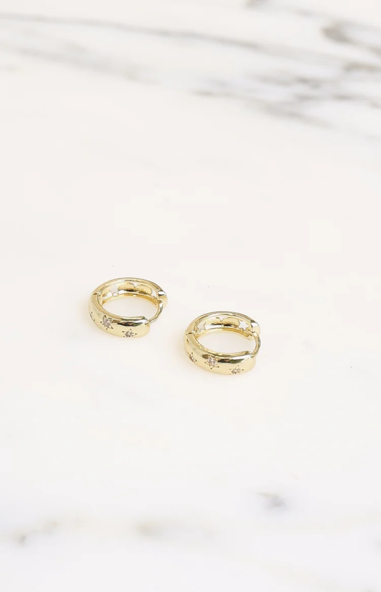 Stargazer Gold Diamante Star Hoop Earrings