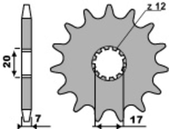 Gearbox output pinion PBR standard steel 2064 - 428 14 teethRef: Pbr01585A / 1108862004