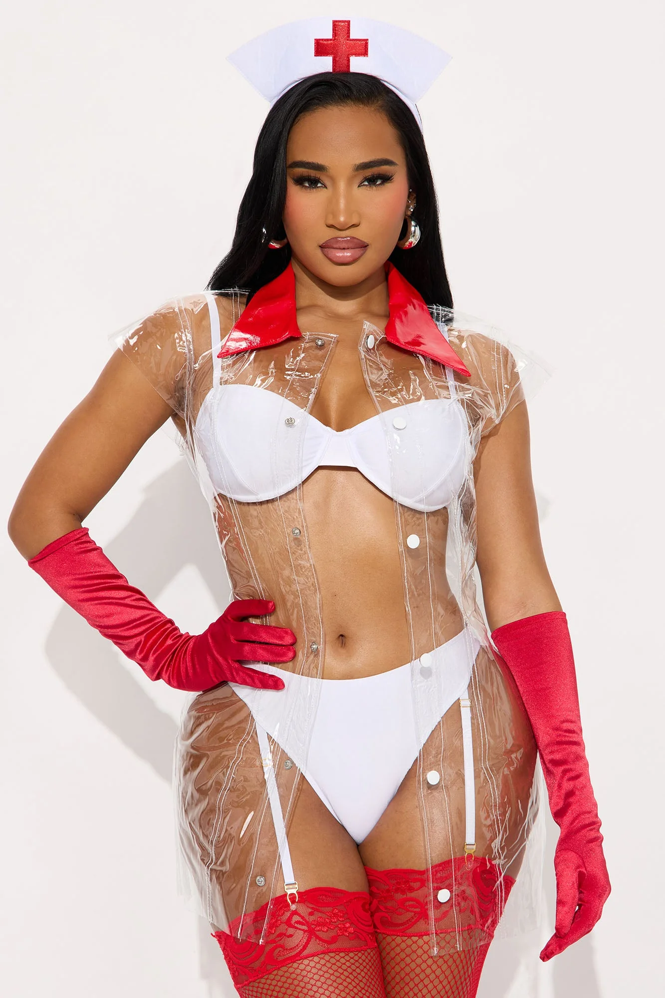 Got Your Pulse Racing Nurse 6 Piece Costume Set - White/combo