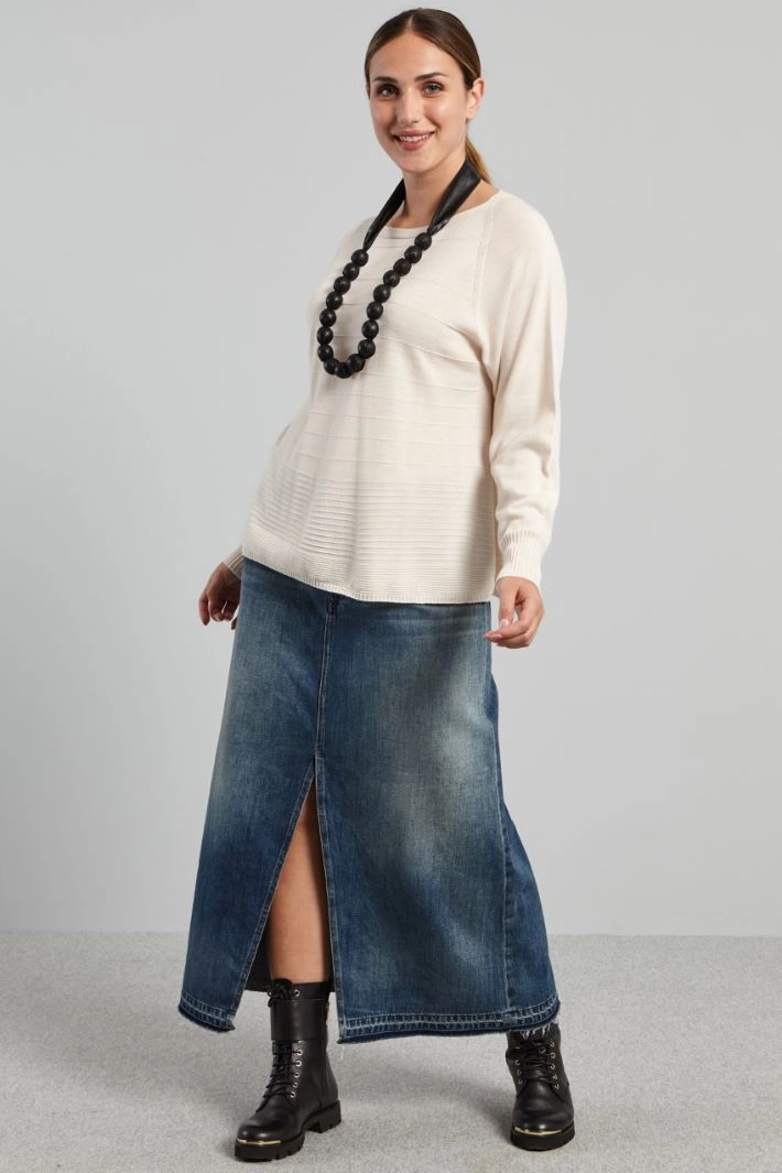 Long denim skirt - DENIM BLUE