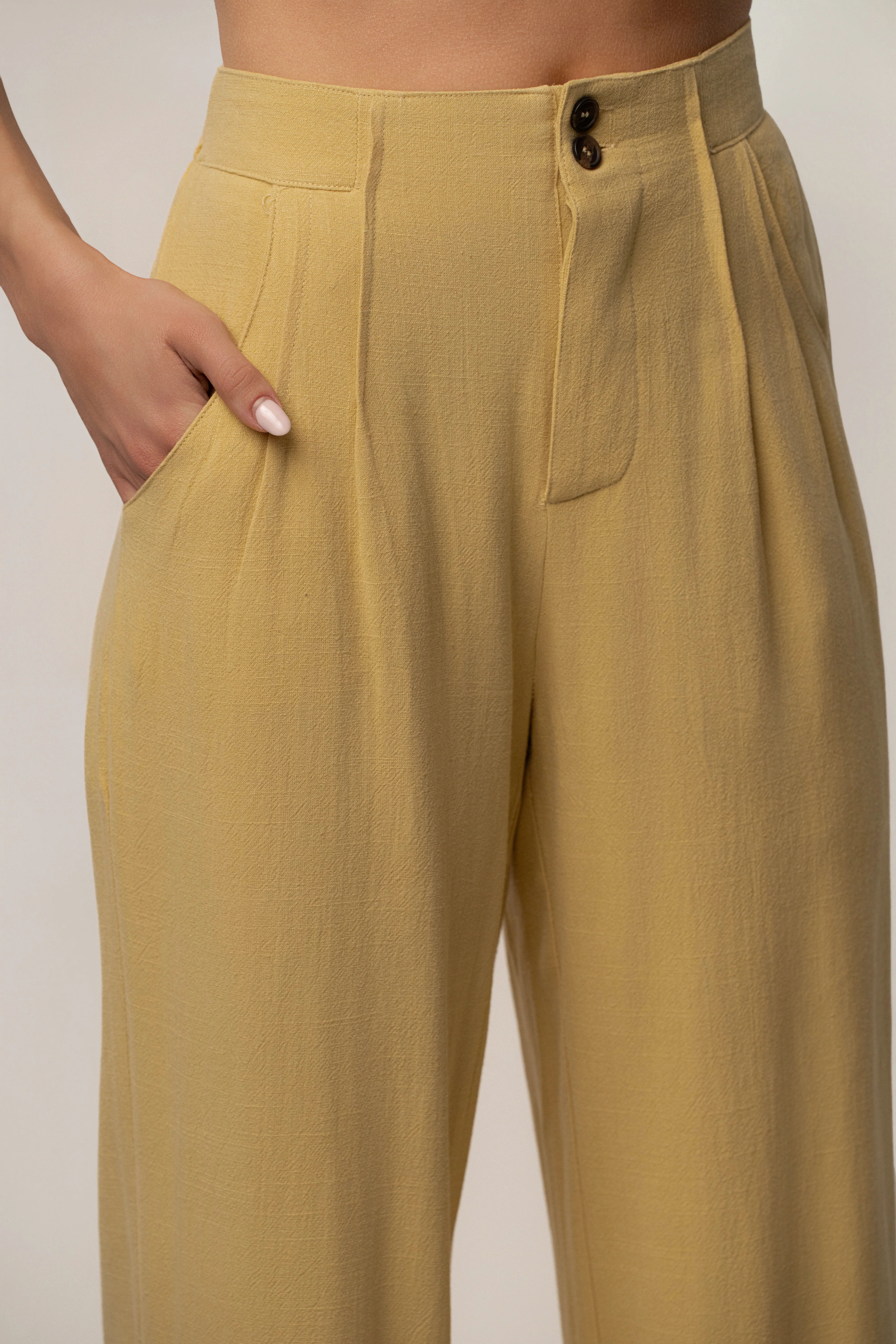 Yellow Thea Linen Pants