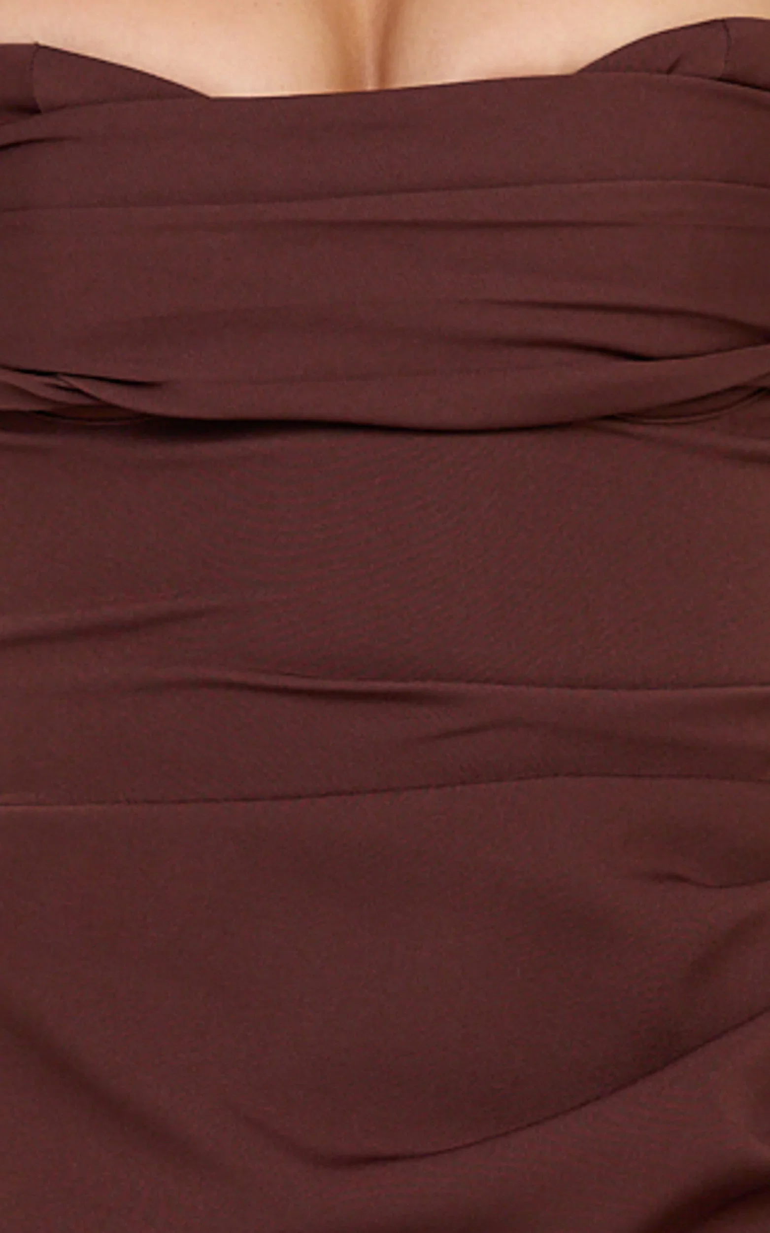 Kenna Mini Dress - Gathered Bust Tucked Waist Dress in Chocolate