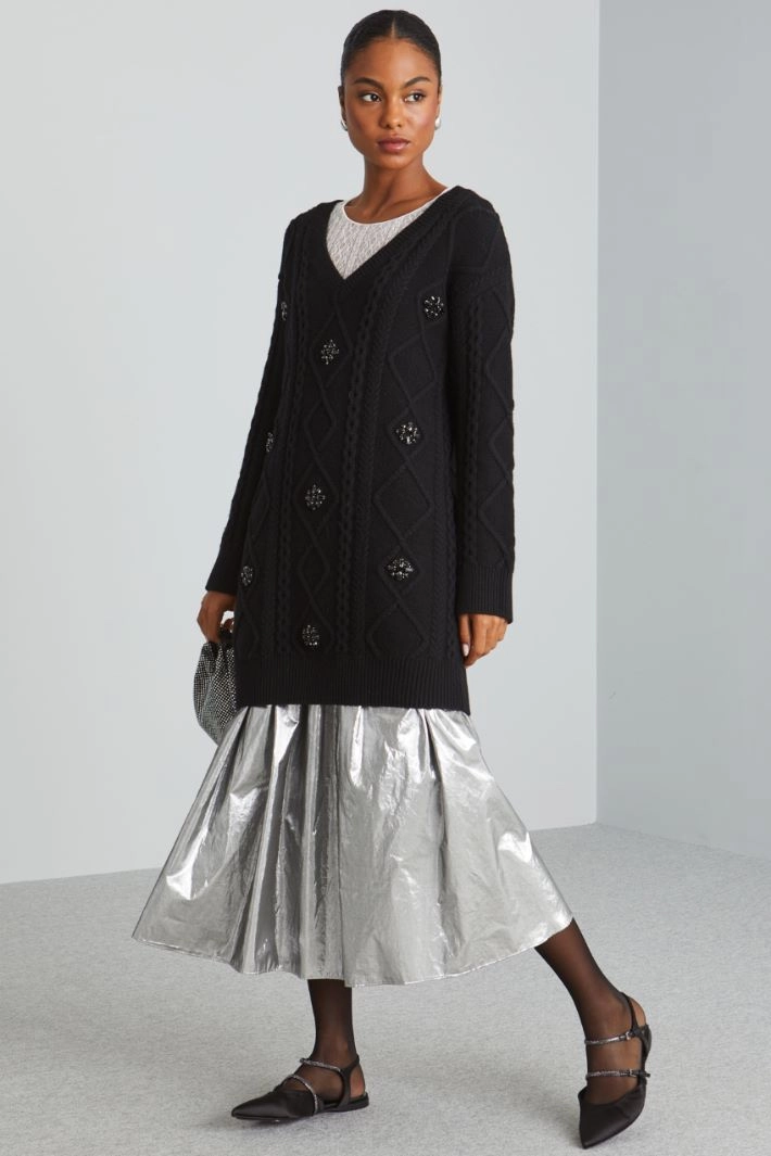 Full skirt in  lamé taffeta - SILVER