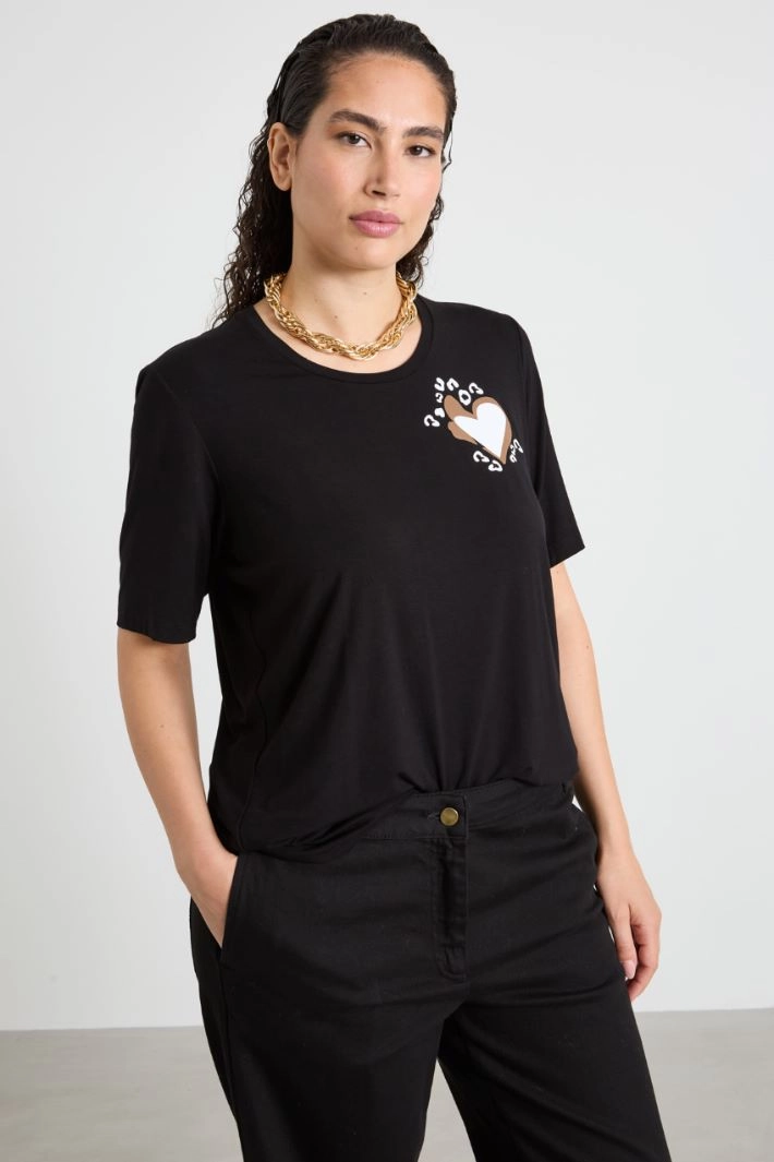 Viscose jersey T-shirt - BLACK