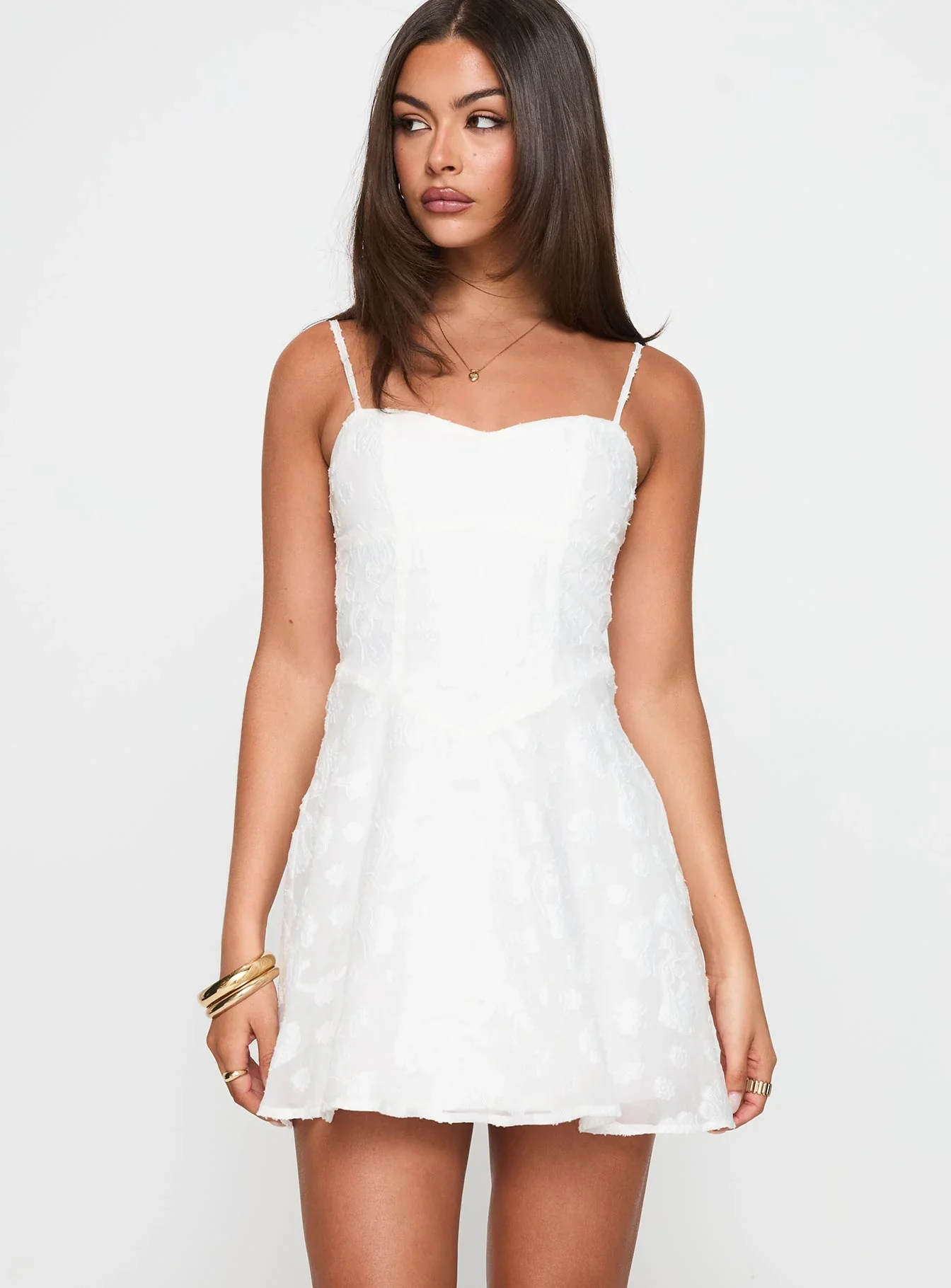 New Chapters Broderie Mini Dress White