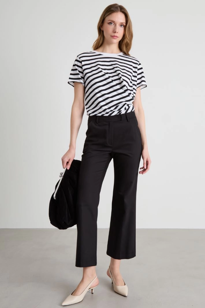 Draped T-shirt - WHITE BLACK