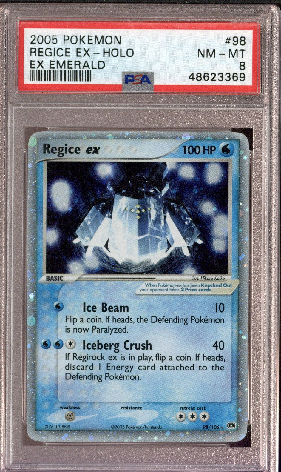 2005 Pokemon EX Emerald Regice ex Holo 98/106 PSA 8