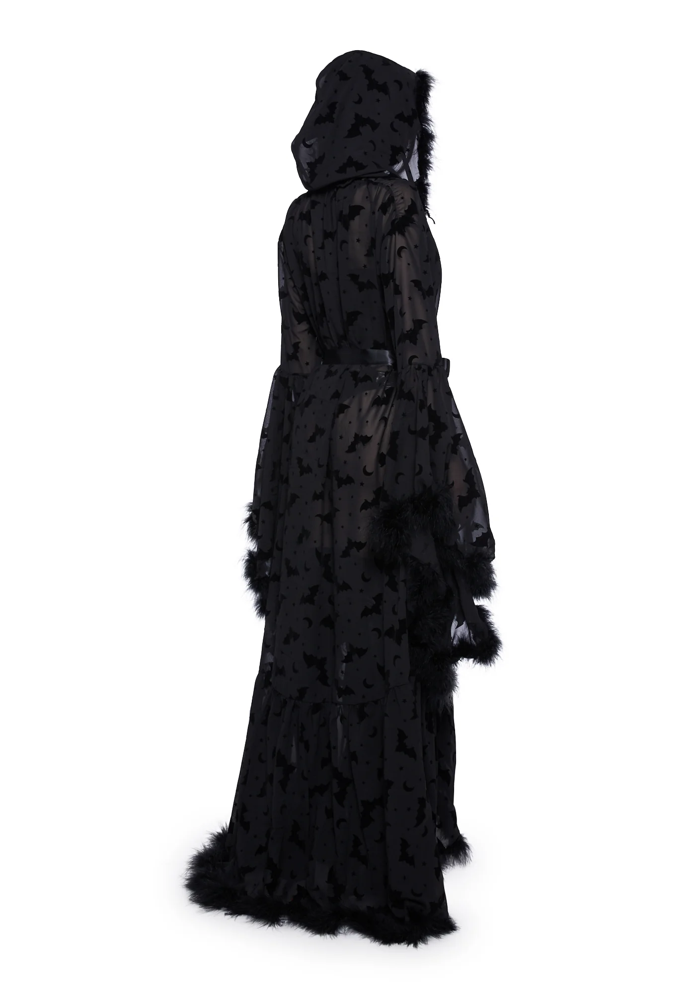 Witch You Were Here Marabou Robe - Black