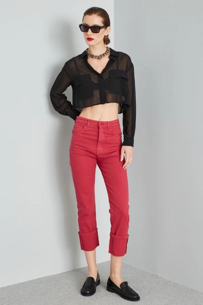 Turn-up bull trousers - MAGENTA