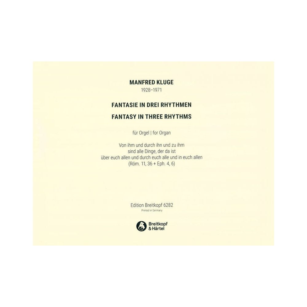Breitkopf & Härtel Kluge Fantasie in 3 Rhythmen – Thomann Ireland