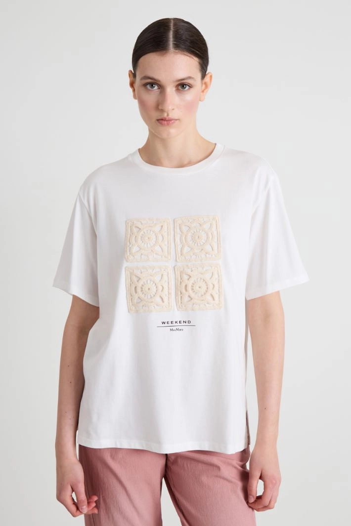 Jersey T-shirt with embroidery - WHITE IVORY