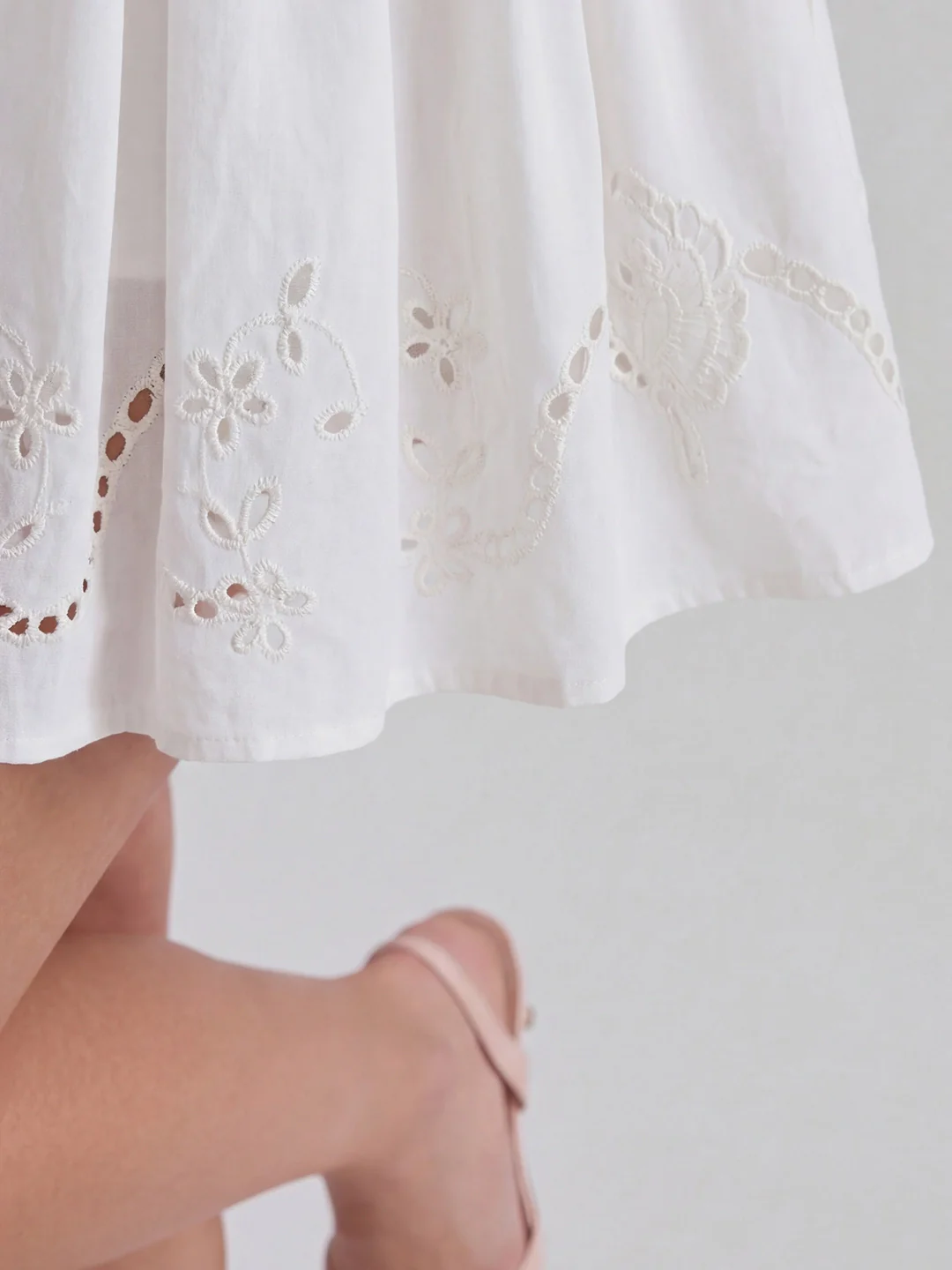 Chic Boat Neck Broderie Anglaise Dress