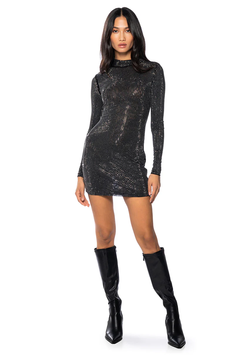Starships Mesh Embellished Mini Dress