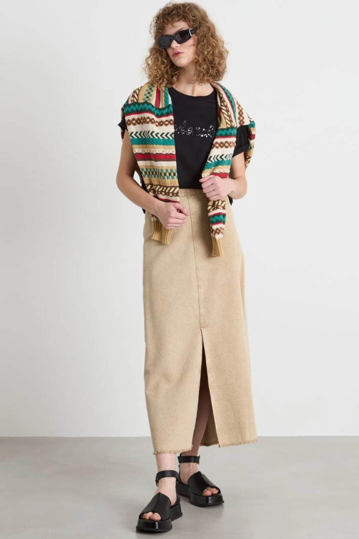 A-line midi skirt - BEIGE