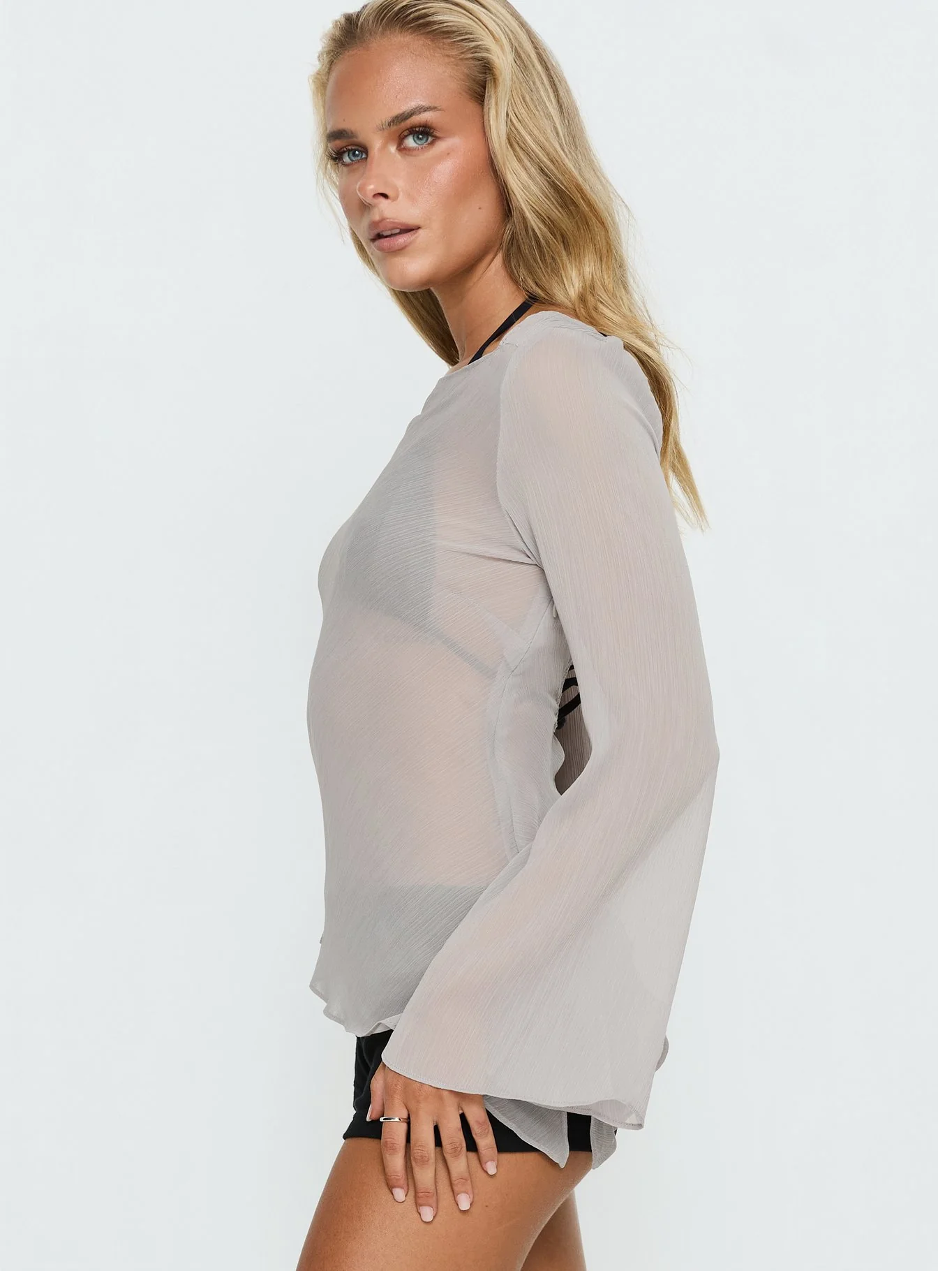 Esmaria Long Sleeve Flared Top Slate
