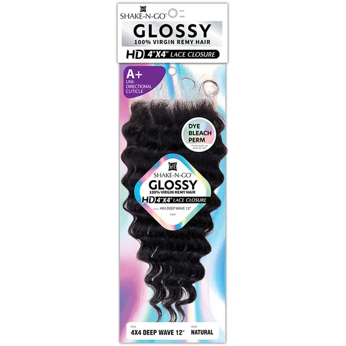 Shake N Go Glossy 100% Virgin Remy Hair HD 4x4 Lace Closure - 4x4 DEEP WAVE 12