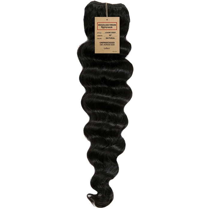Laflare 100% Unprocessed Brazilian Virgin Remy Human Hair Weave - NATURAL LOOSE DEEP 12-22