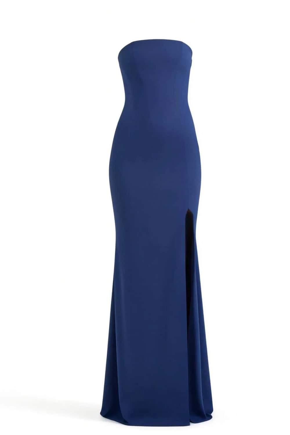 Simply Navy Blue Fitted Slit Long Dress